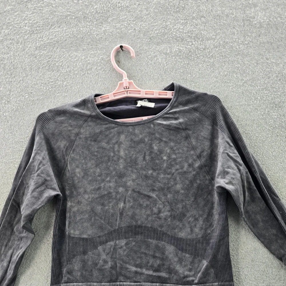 PINK Victoria's Secret Women Shirt‎ L Gray Activewear Cropped Pullover Seamless